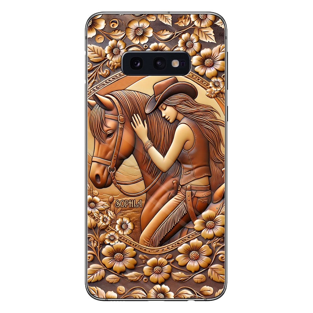 Une fille et son cheval - Coque de téléphone personnalisée à motif cheval