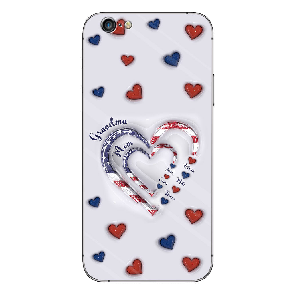 Coque de téléphone personnalisée « Cœurs de grand-mère » pour le 4 juillet