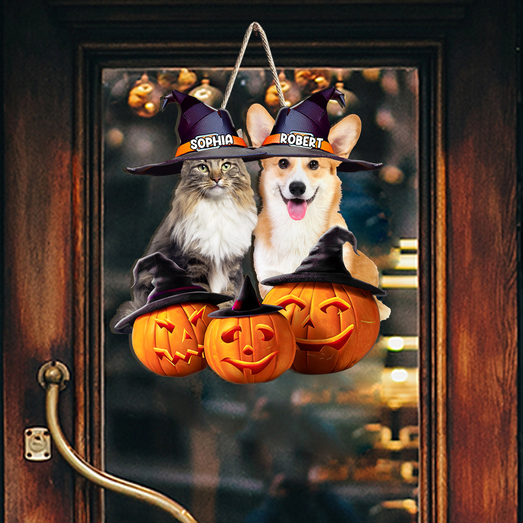 Cute Halloween Pets - Personalized Dog Custom Shaped Wood Sign