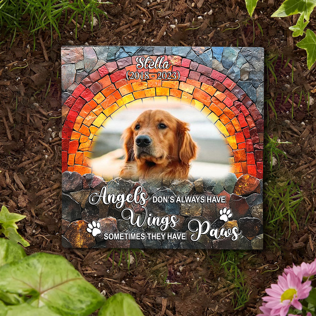 Angels Dont Always Have Wings - Personalized Dog Square Shaped Stone