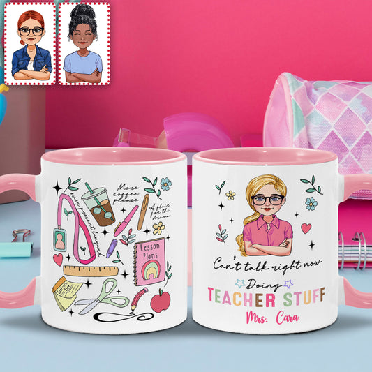 Je ne peux pas parler maintenant, je m'occupe de mes tâches d'enseignant - Mug personnalisé pour enseignant