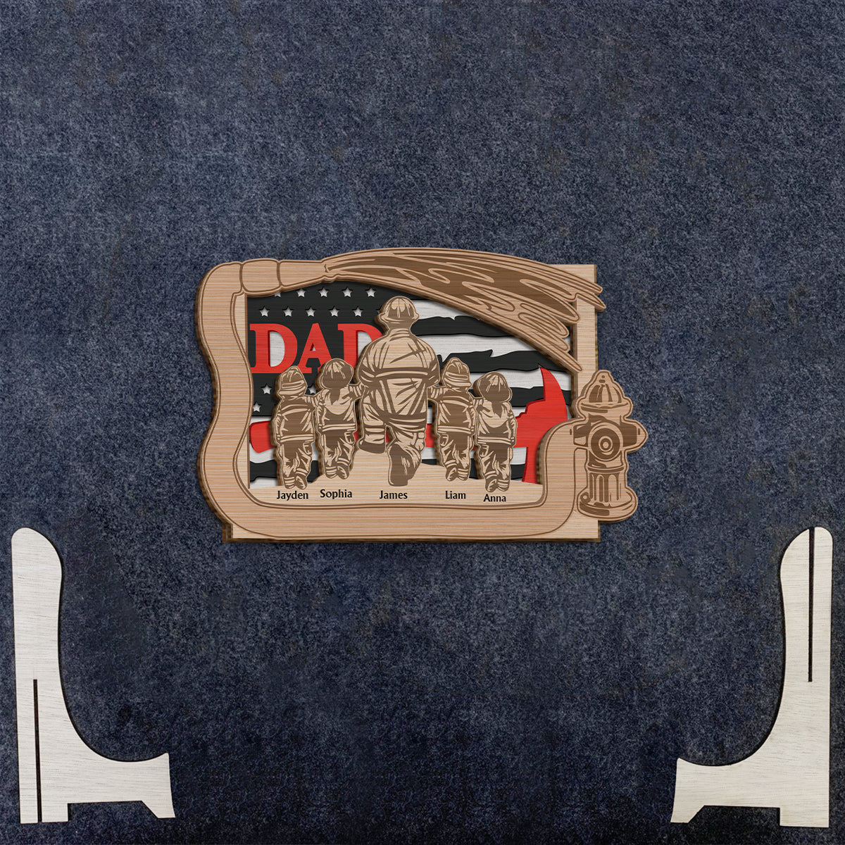 L'équipe de papa - Plaque en bois personnalisée « Papa » à 2 couches