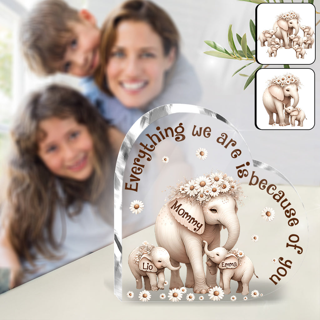 Éléphant mignon - Plaque acrylique personnalisée pour grand-mère