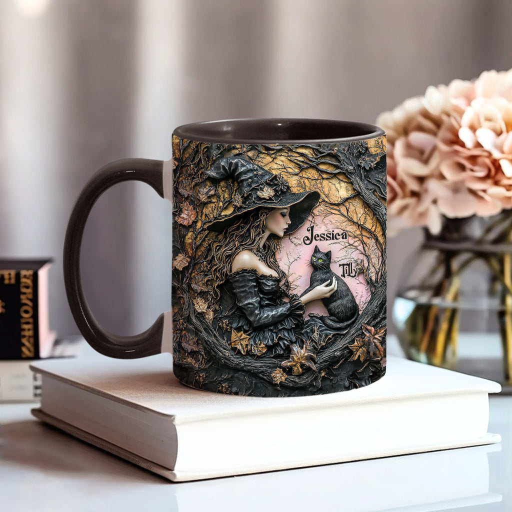 Une sorcière et son chat noir : c'est magnifique ! - Mug personnalisé à l'effigie d'une sorcière