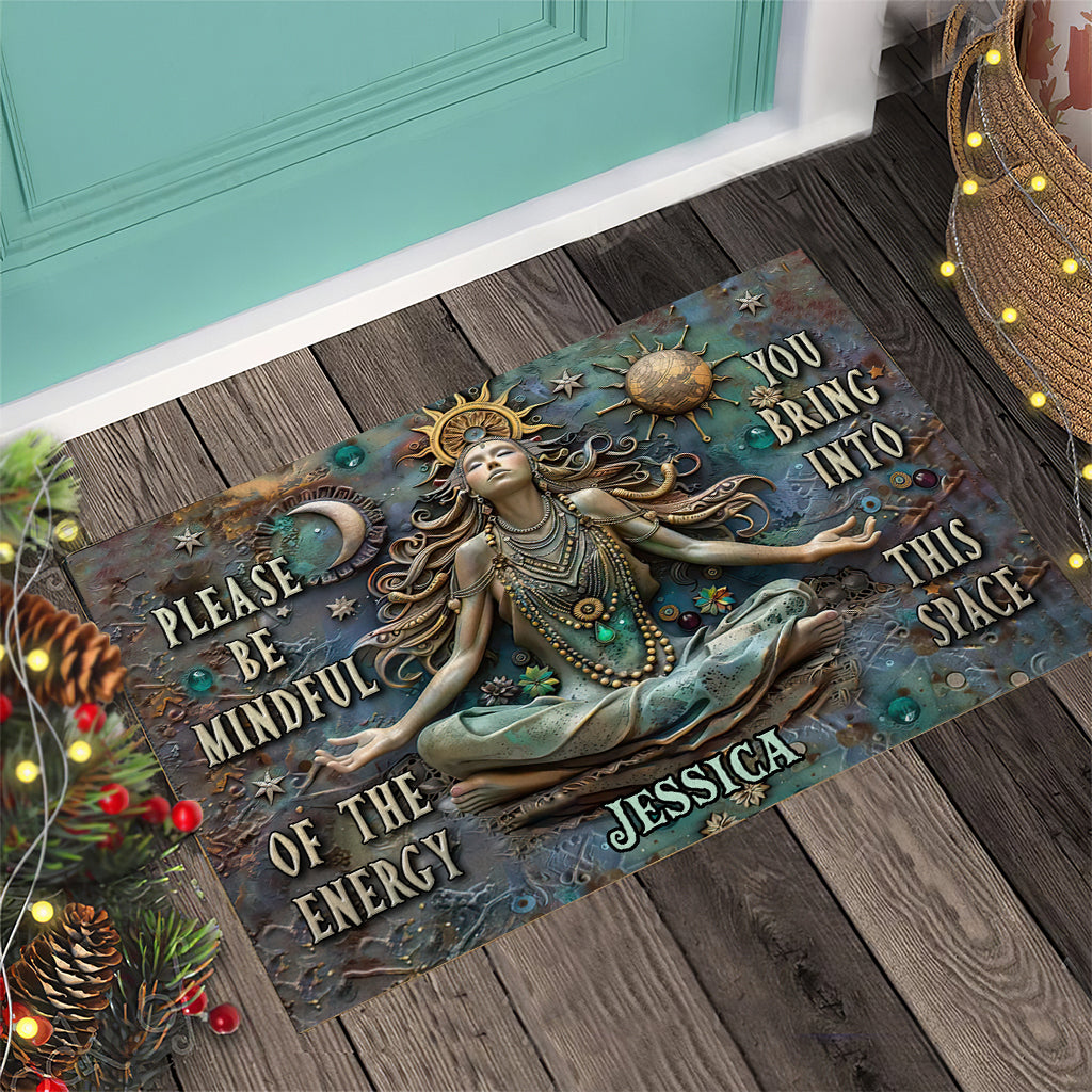 Soyez attentif à l'énergie - Tapis de porte de yoga personnalisé