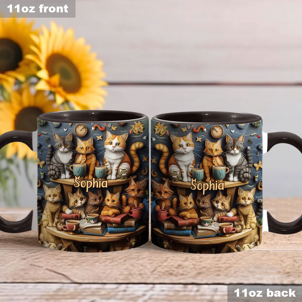 Mug personnalisé style vintage « Just Love Cats » avec motif chat