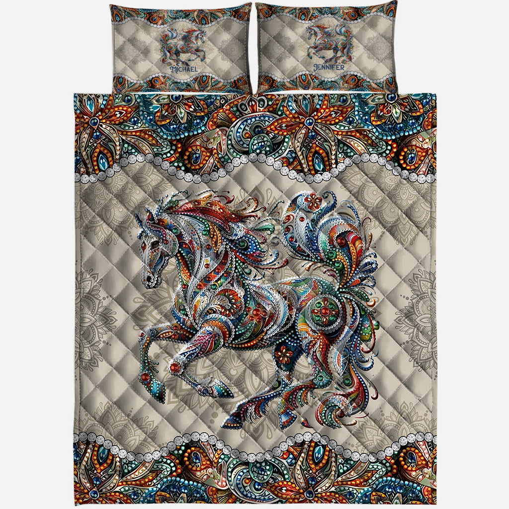 Beautiful Horse - Personalized Horse Quilt Set
