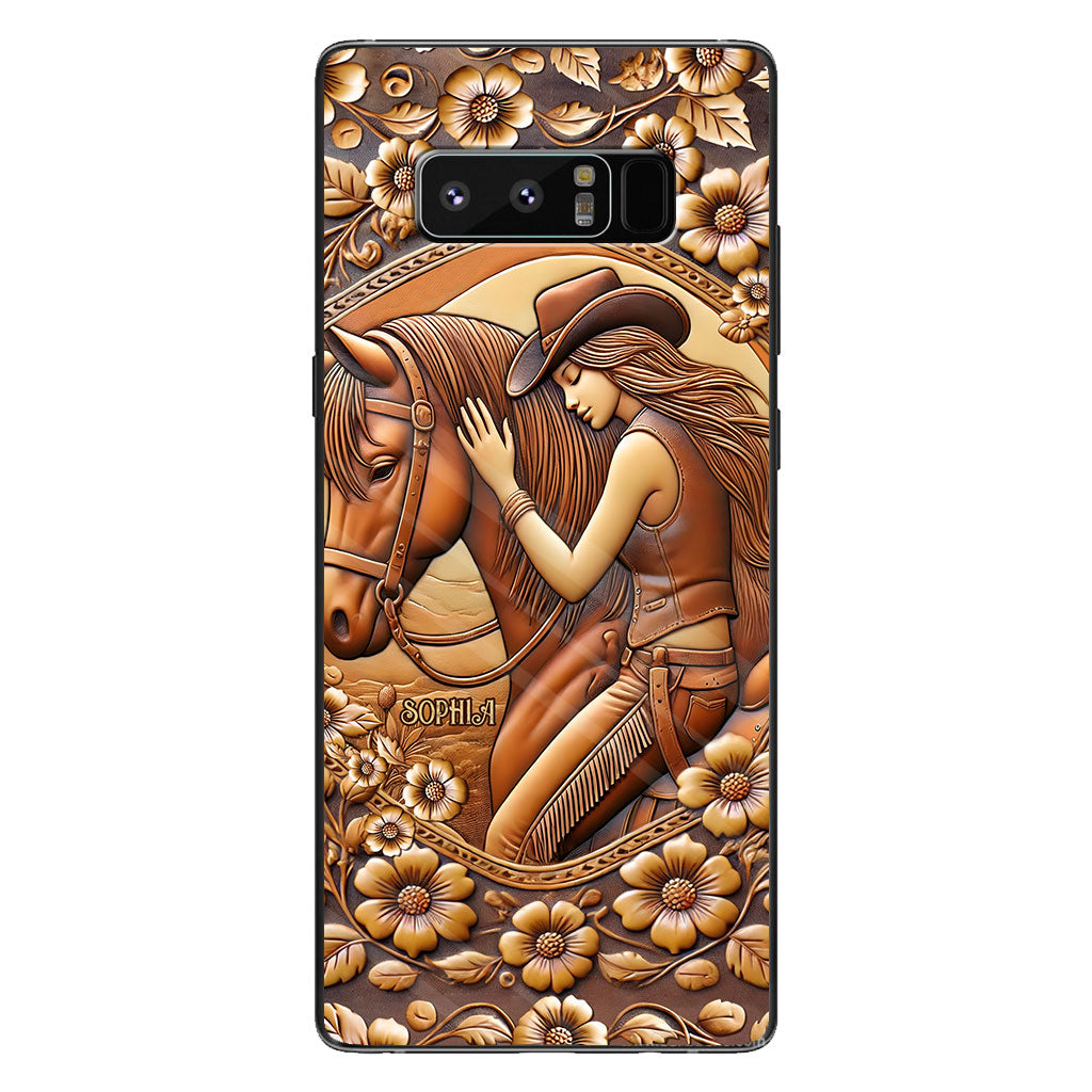 Une fille et son cheval - Coque de téléphone personnalisée à motif cheval