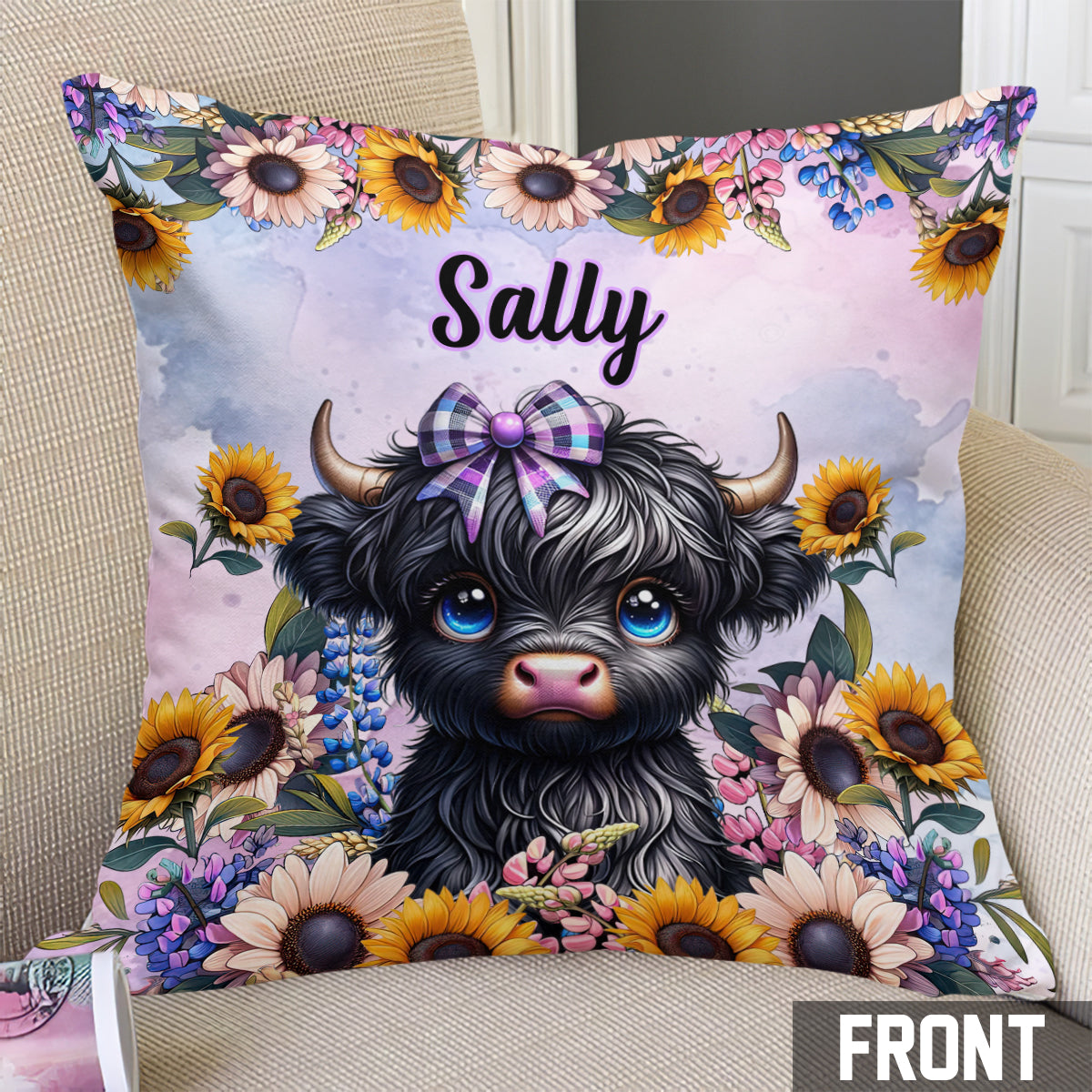 Coussin décoratif personnalisé « Petite vache mignonne »