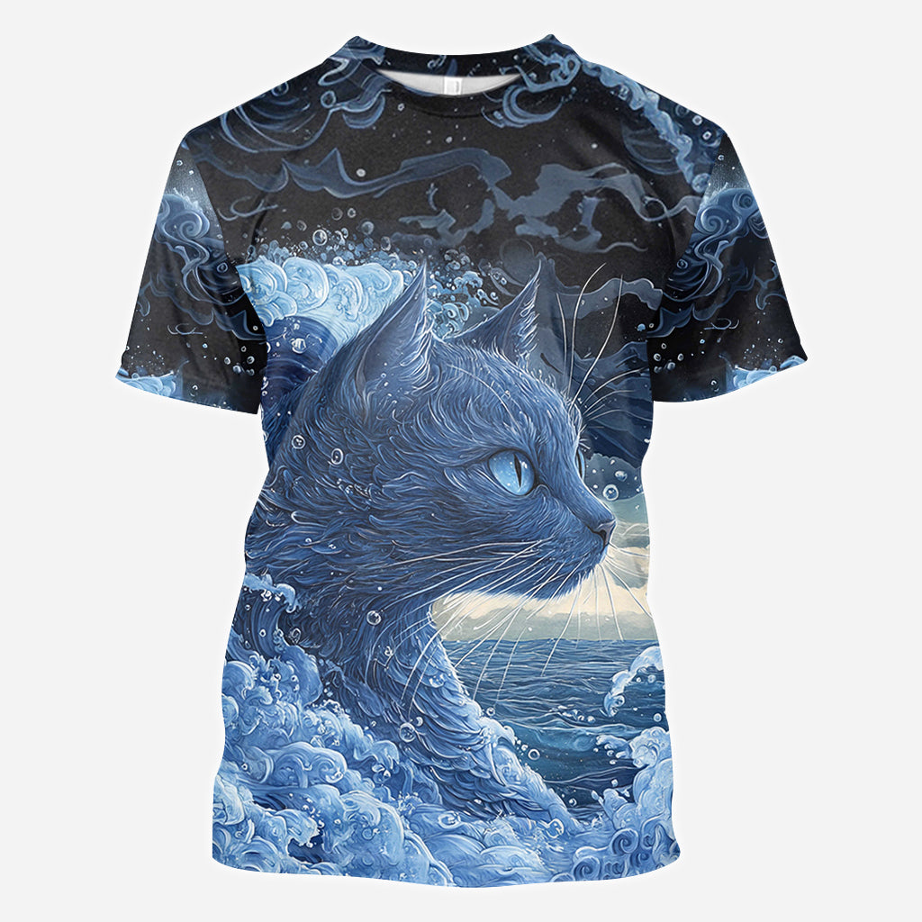 T-shirt à motif chat bleu - La vague du chat bleu