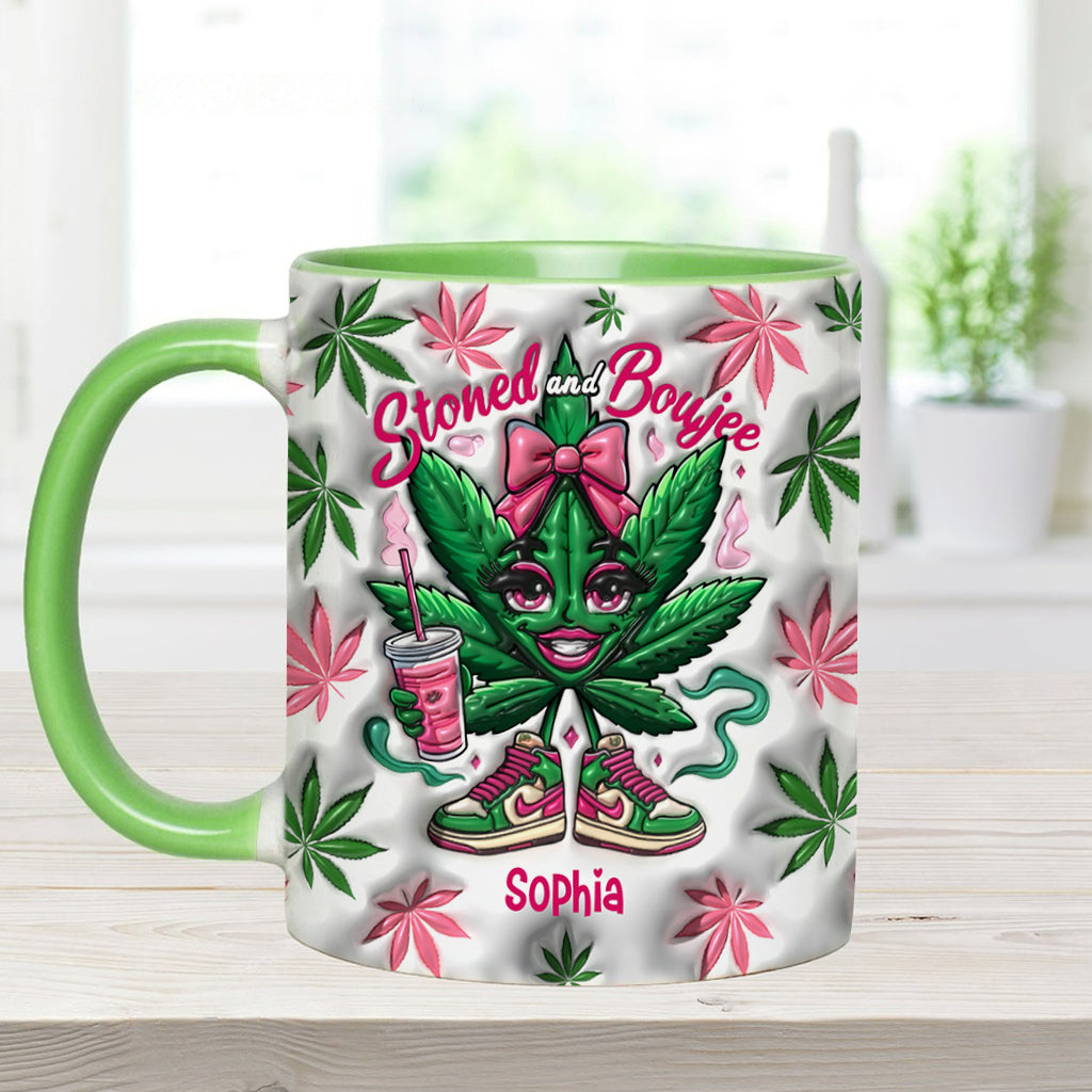 Mug personnalisé « Stoned And Boujee » avec motif cannabis