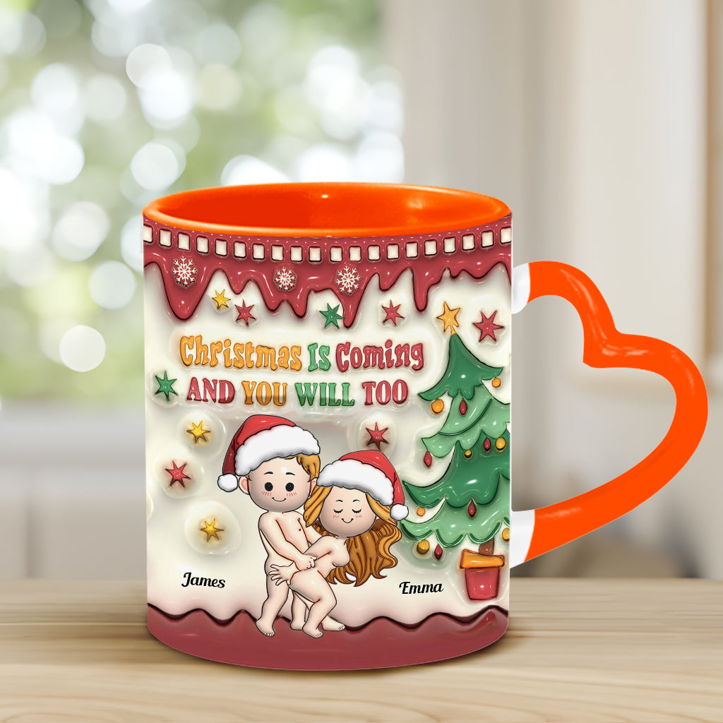 Noël approche - Mug personnalisé pour couple avec anse en forme de cœur