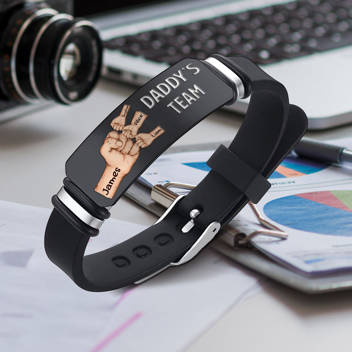 Bracelet personnalisé gravé « L'équipe de papa »