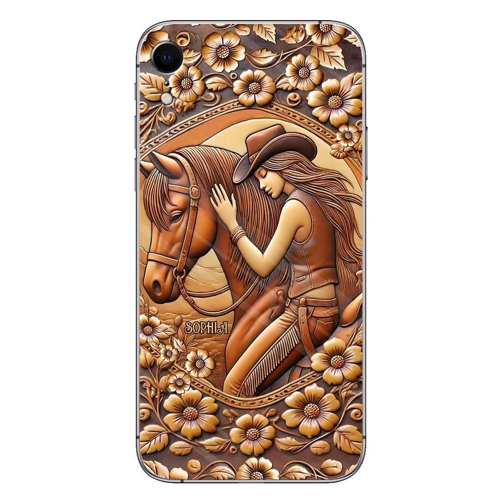 Une fille et son cheval - Coque de téléphone personnalisée à motif cheval