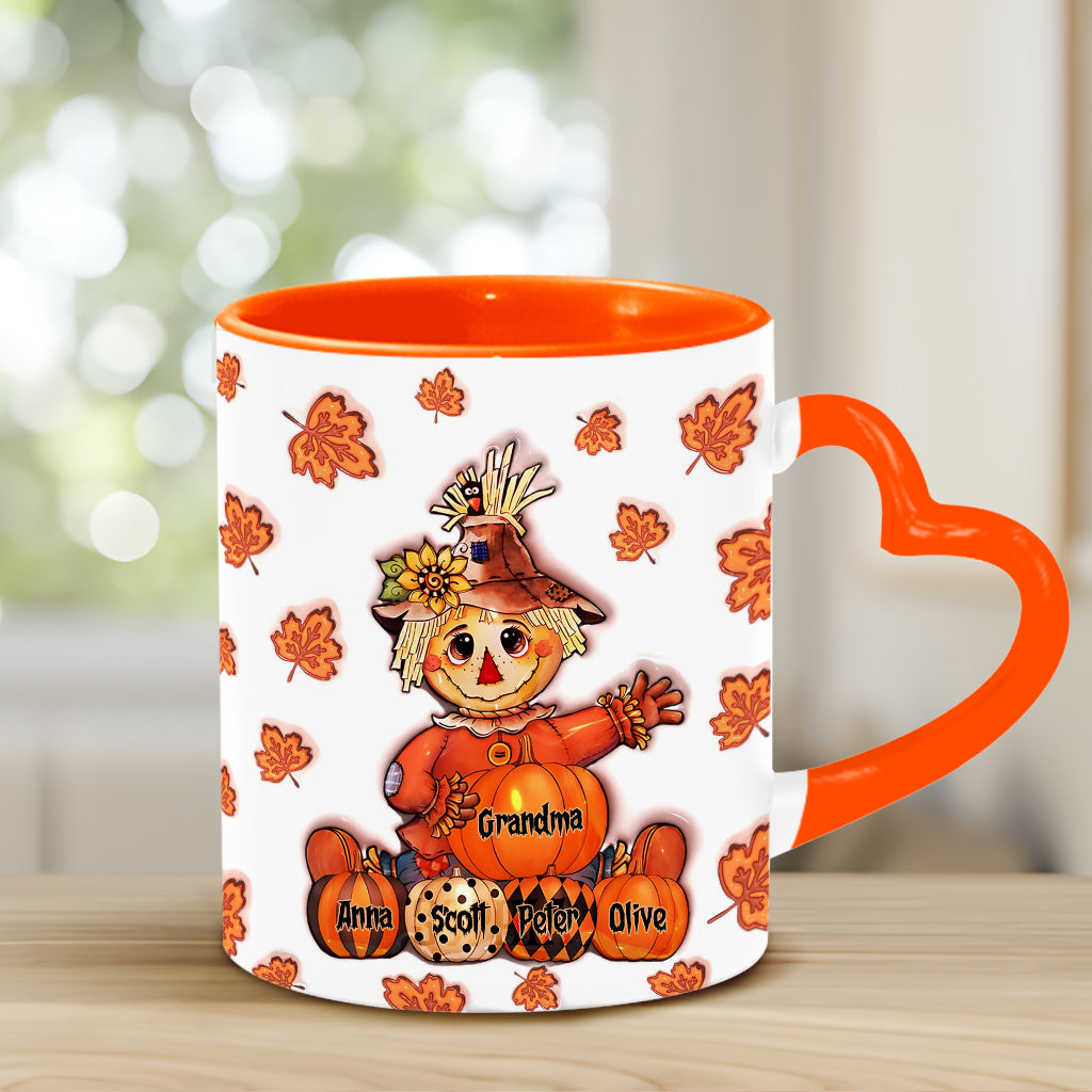 Mug personnalisé « Grand-mère Automne » avec anse en forme de cœur