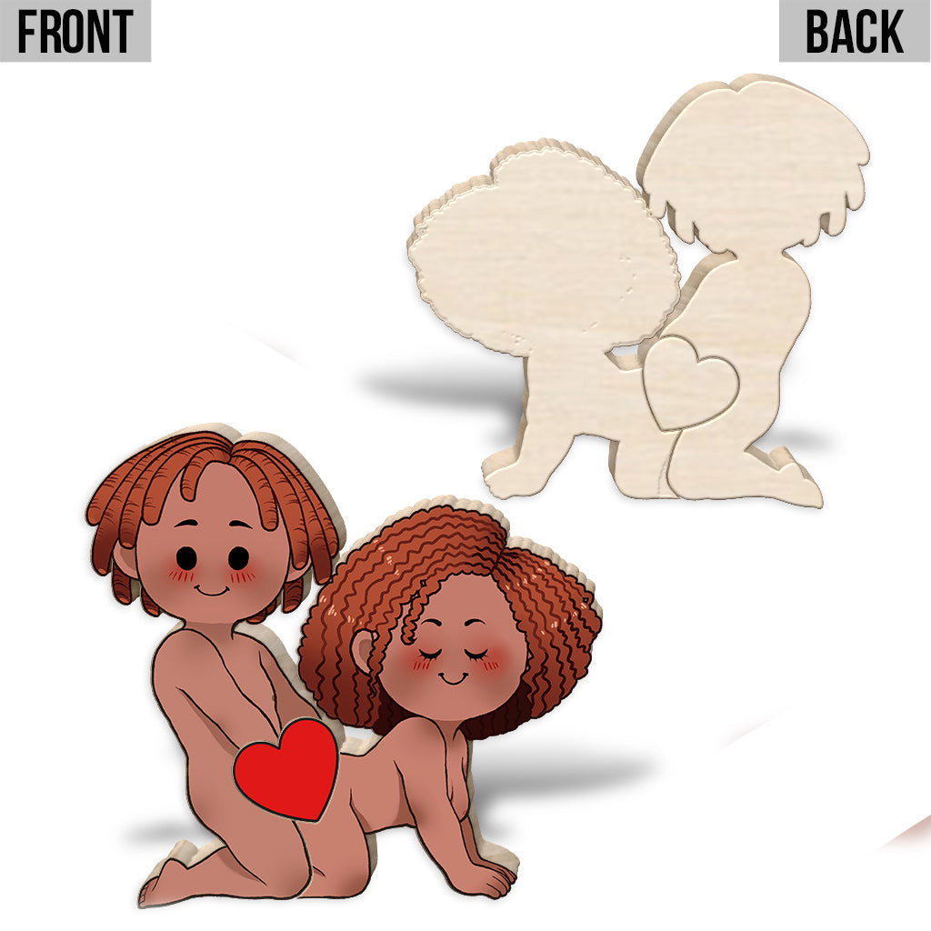 Couple coquin et drôle - Puzzle en bois personnalisé en forme de couple