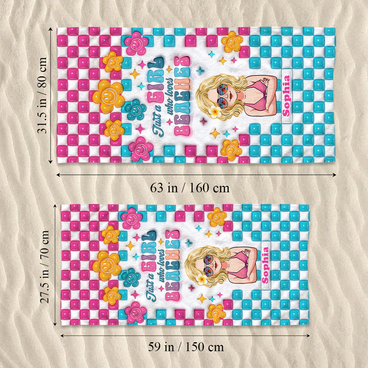 Juste une fille qui aime les plages - Serviette de plage personnalisée pour les amoureux de la mer