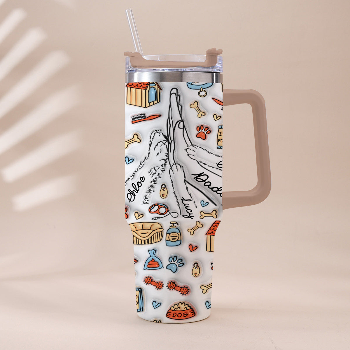 Meilleur papa de chien au monde - Gobelet isotherme personnalisé avec poignée