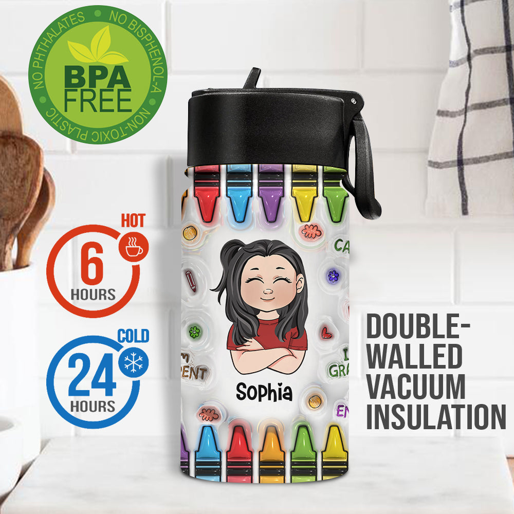 I Am Brave - Personalized Kid Kids Water Bottle