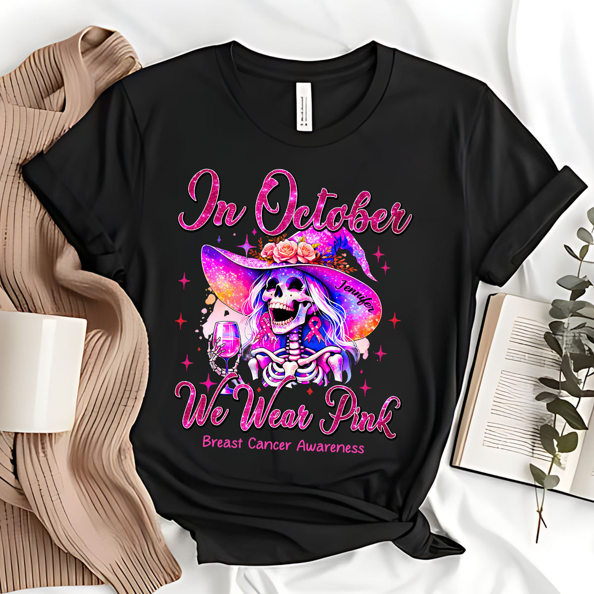En octobre, on porte du rose - T-shirt et sweat à capuche personnalisés pour la sensibilisation au cancer du sein