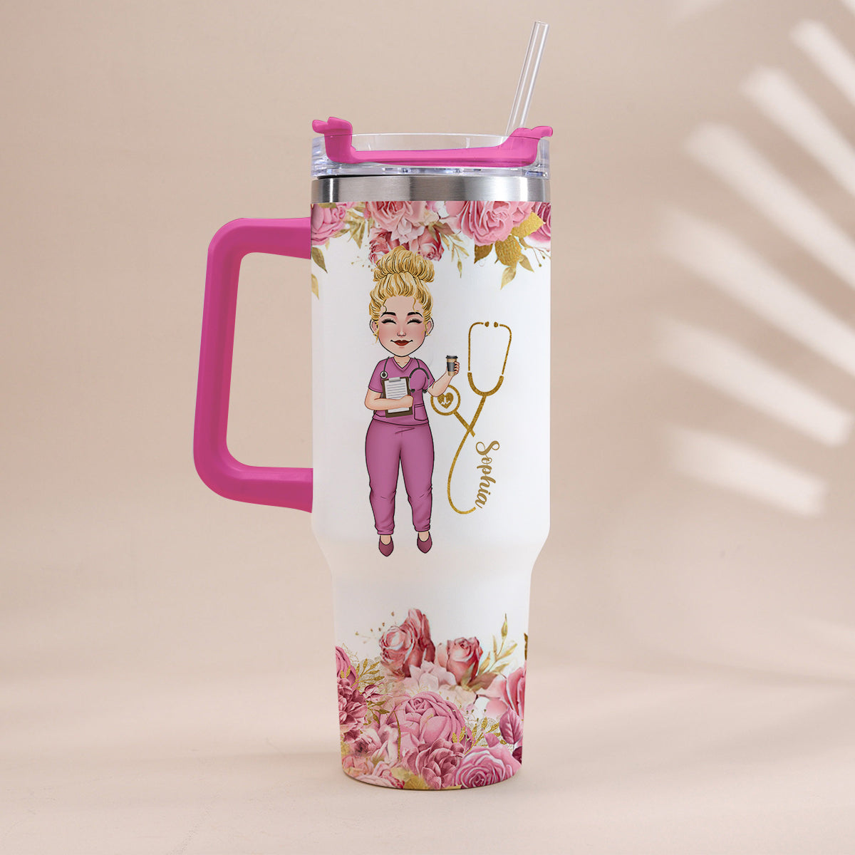 Informations nutritionnelles pour infirmières - Gobelet isotherme personnalisé avec poignée