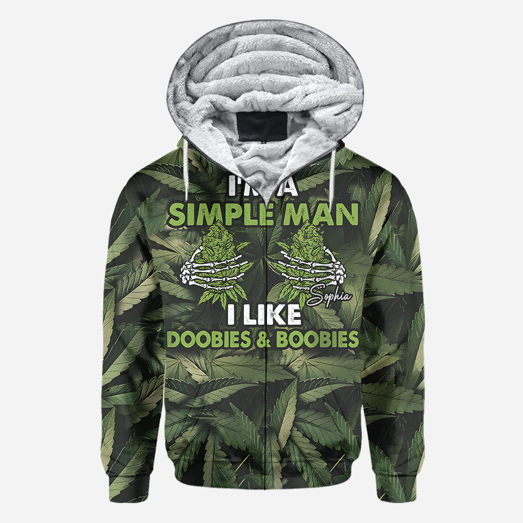 Je suis un homme simple, j'aime les joints et les seins - T-shirt personnalisé « Weed All Over »