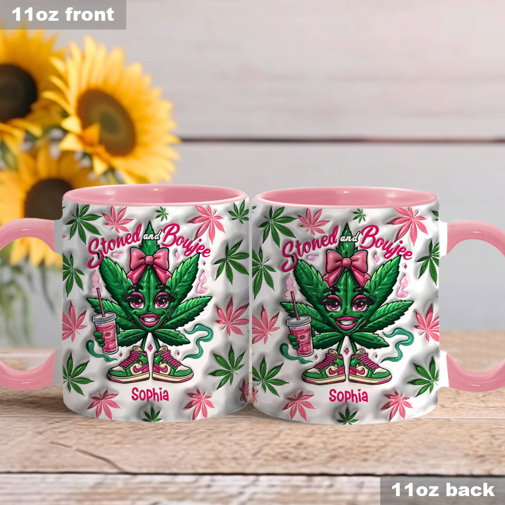 Mug personnalisé « Stoned And Boujee » avec motif cannabis