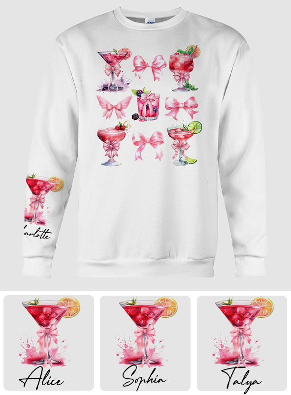 Économisez l'eau, buvez des cocktails, Coquette Girly - T-shirt personnalisé cocktail intégral