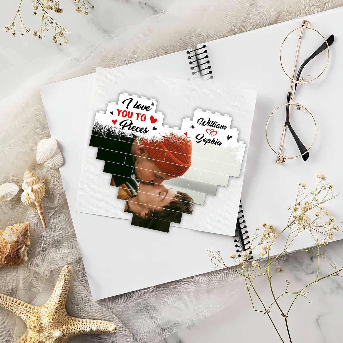 You Are The Missing Piece To My Heart - Personalized Couple One-sided Heart Building Brick Blocks