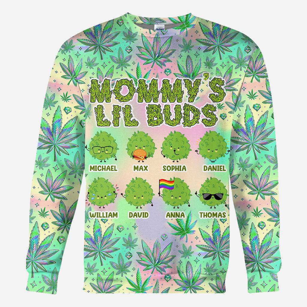 Les petits bourgeons de maman - La maman la plus cool du monde - T-shirt personnalisé avec motif cannabis.