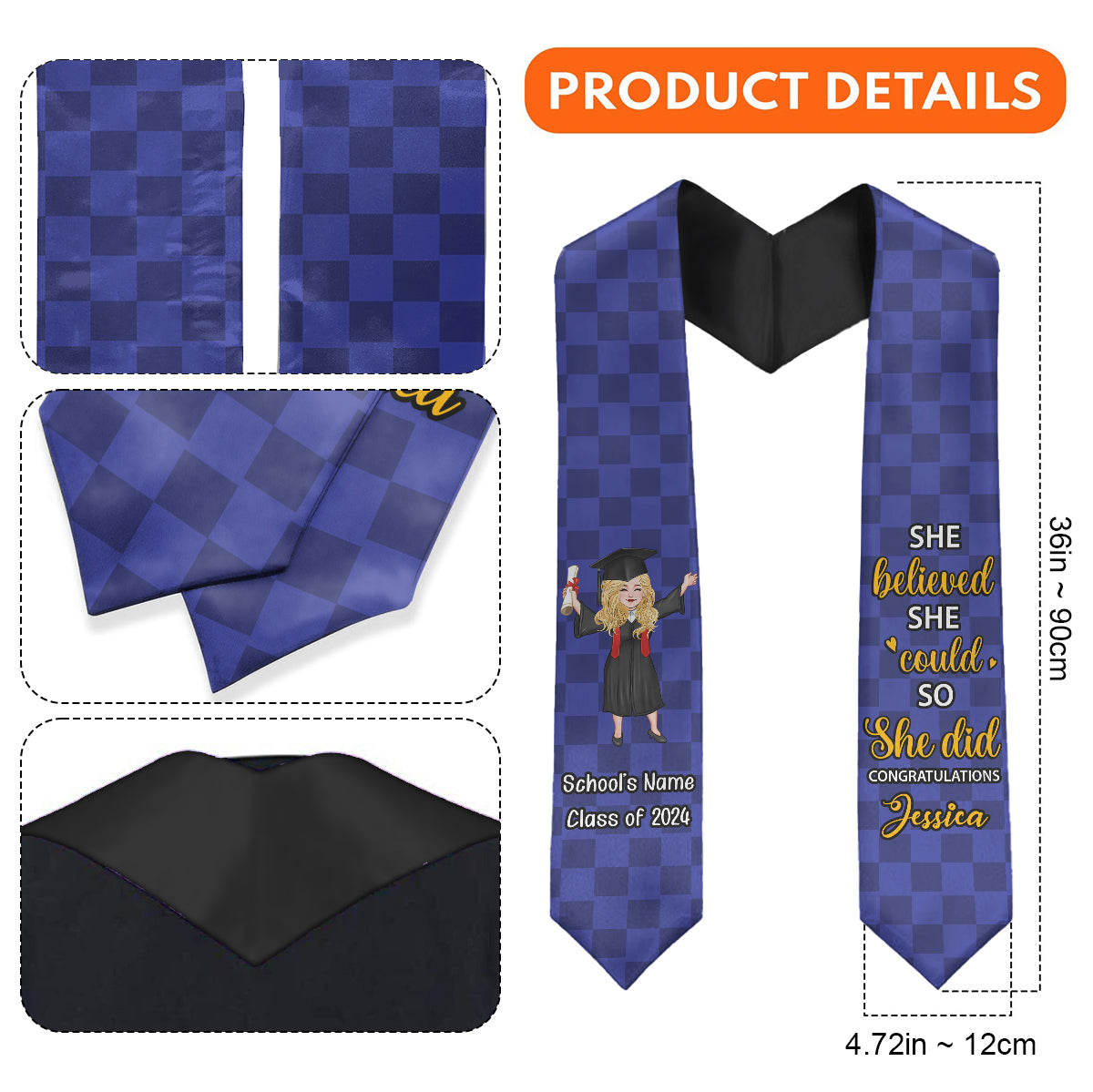 She Believed She Could So She Did - Personalized Graduation Graduation Stole