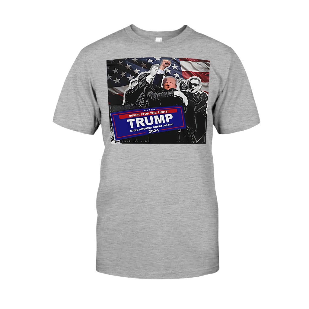 T-shirt « Unis nous sommes forts », T-shirt « Jamais de reddition », T-shirt « Luttons pour l’Amérique », T-shirt « Rassemblement 2024 », T-shirt « Luttons, combattons, combattons »