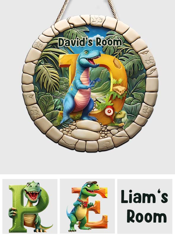 Dinosaur Letter - Personalized Kid Custom Shaped Wood Sign