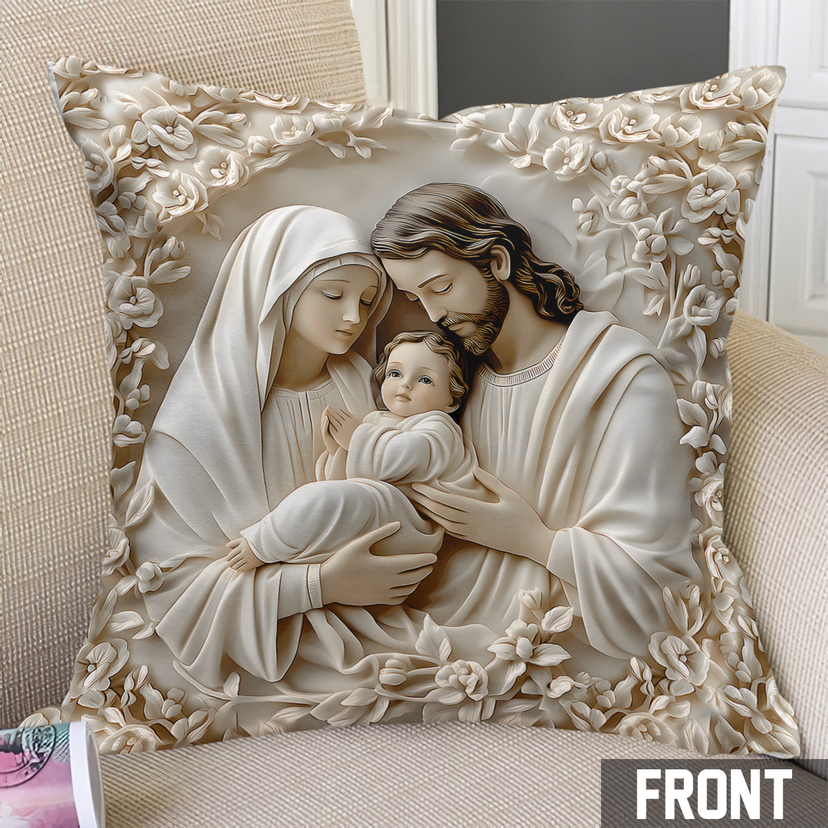 Coussin décoratif chrétien La Sainte Famille