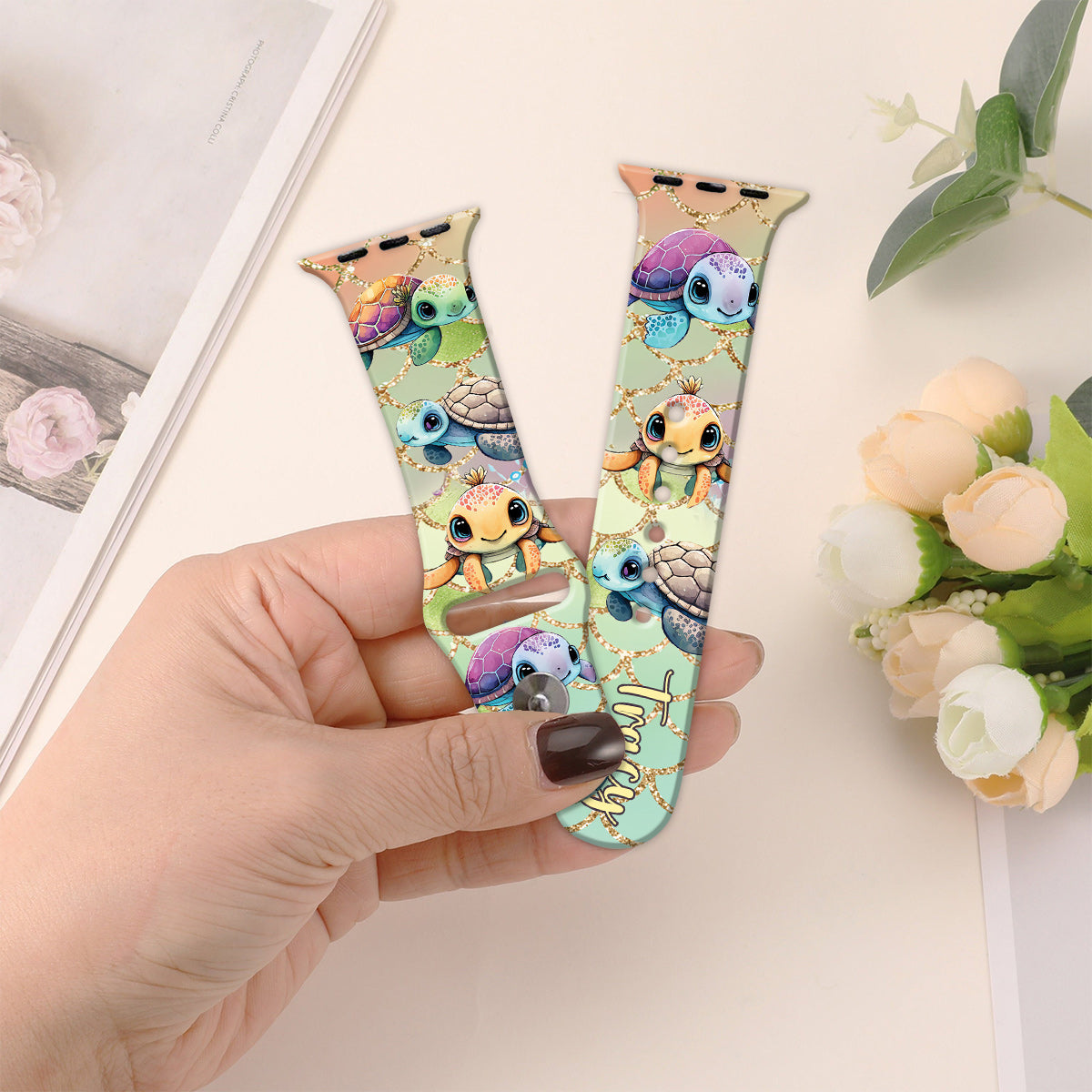 Cute Turtles - Personalized Turtle Apple Watch Band