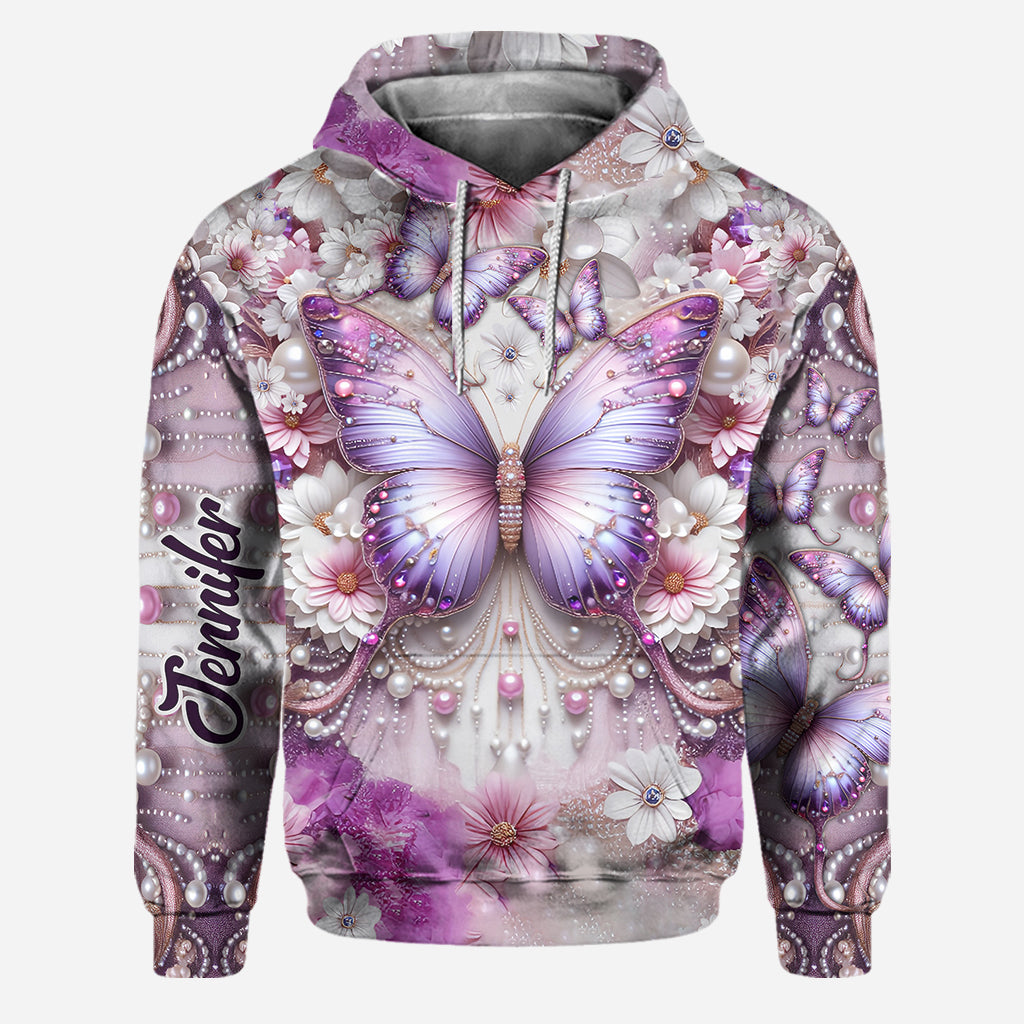 Papillons violets - Sweat à capuche et legging personnalisés papillons
