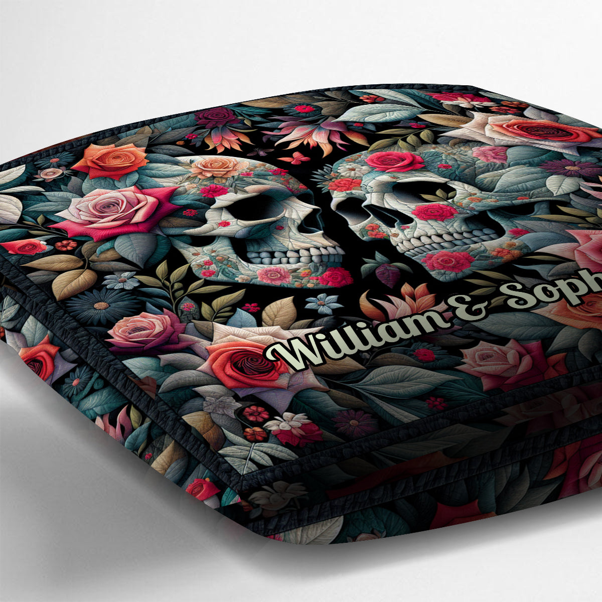 Jusqu'à ce que la mort nous sépare - Coussin décoratif personnalisé en forme de crâne