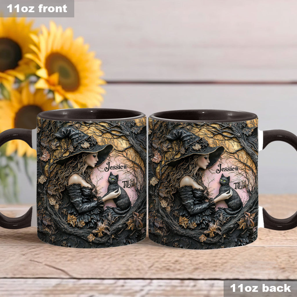 Une sorcière et son chat noir : c'est magnifique ! - Mug personnalisé à l'effigie d'une sorcière