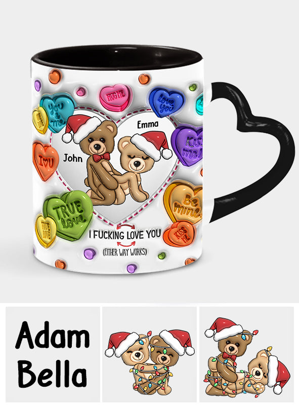 I Love You - Personalized Couple Heart Handle Mug