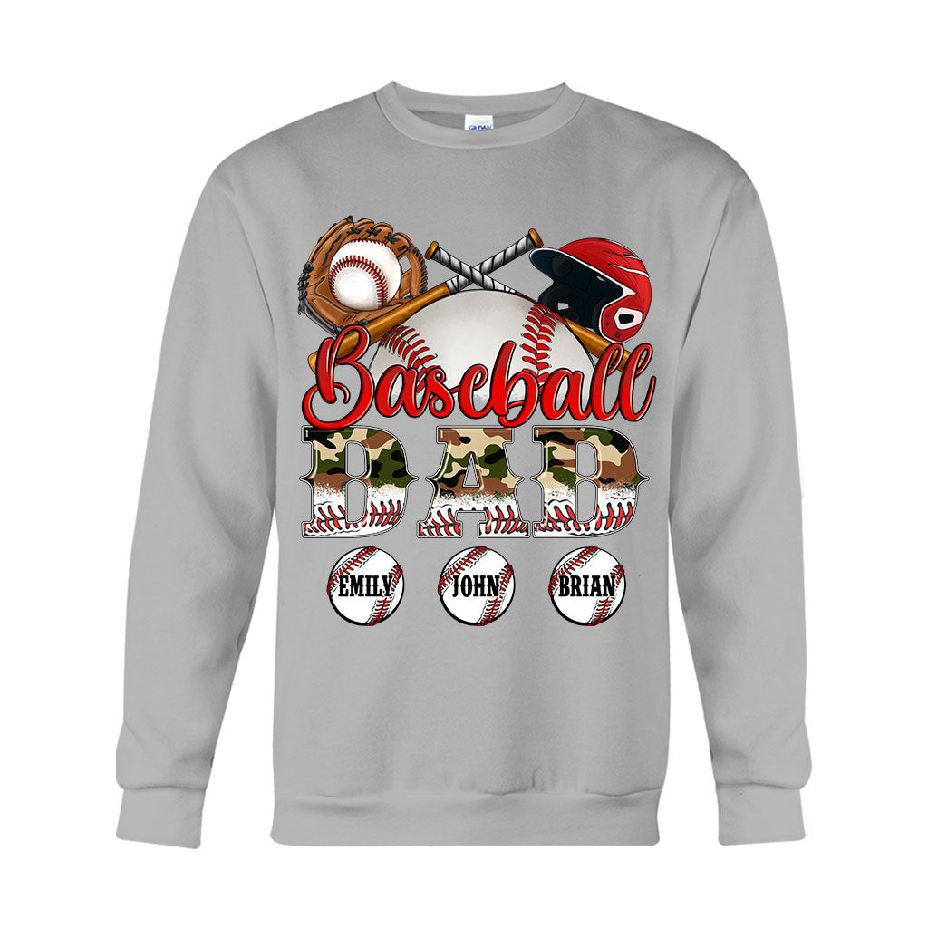 Meilleur papa de joueur de baseball au monde - T-shirt et sweat à capuche camouflage personnalisés - Sweat à capuche
