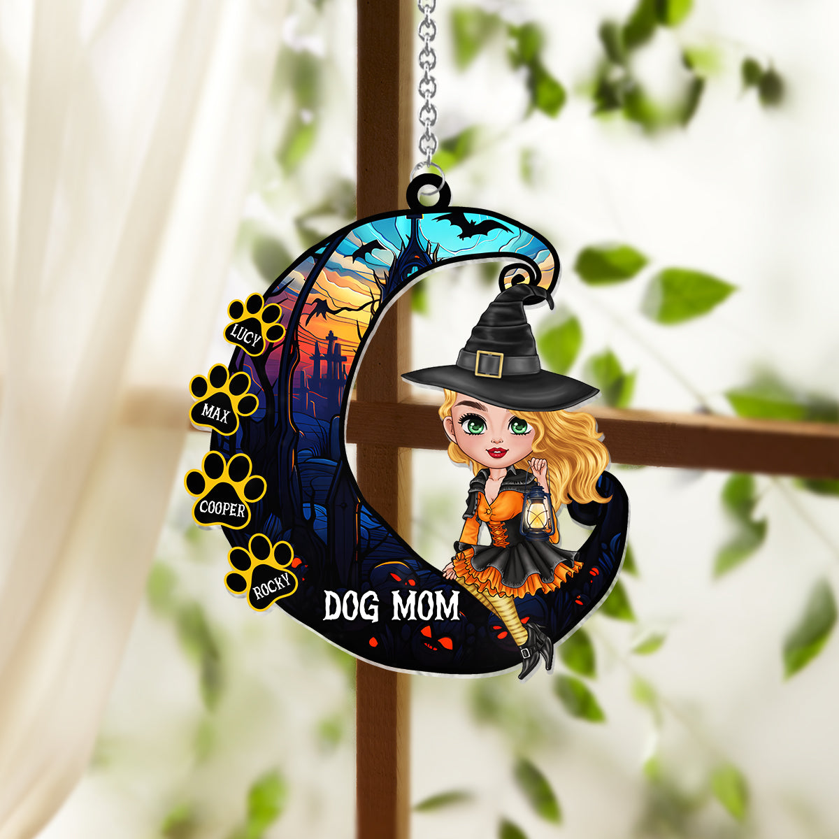 Dog Mom - Personalized Dog Window Hanging Suncatcher Ornament