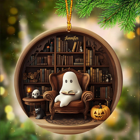 Livre fantôme effrayant en train de lire - Ornement de livre personnalisé
