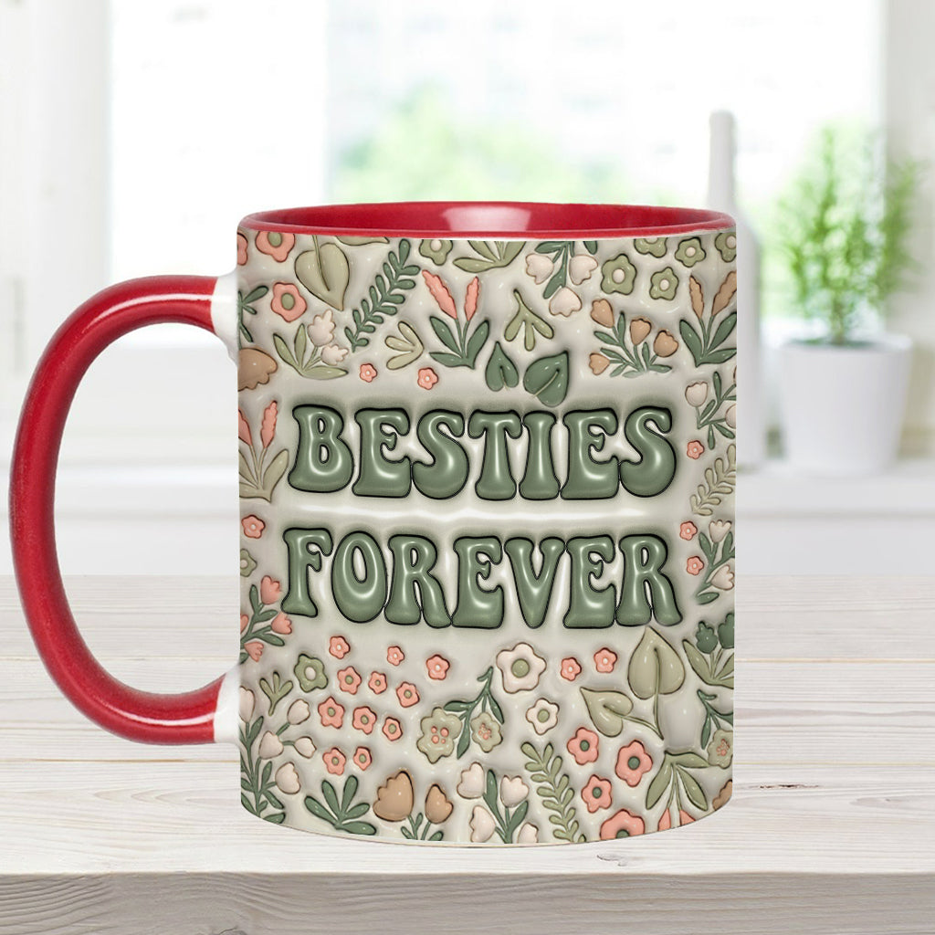 Besties Forever Floral - Personalized Bestie Accent Mug