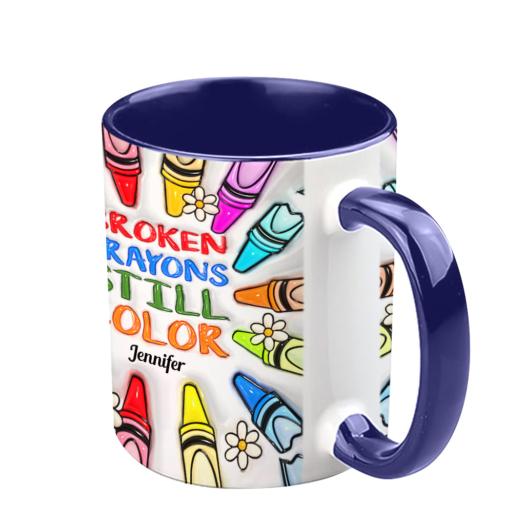Mug personnalisé « Crayons cassés, mais toujours colorés » pour la prévention du suicide