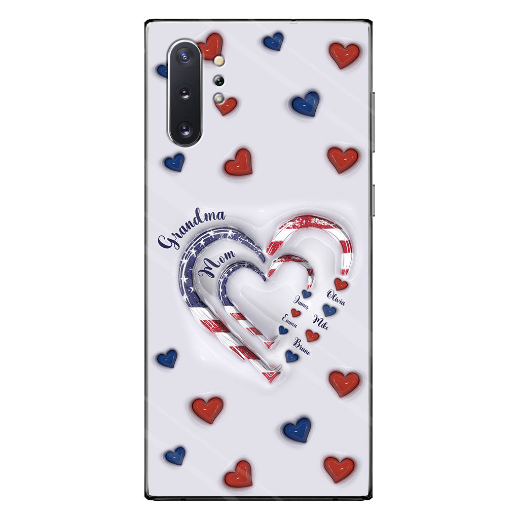 Coque de téléphone personnalisée « Cœurs de grand-mère » pour le 4 juillet