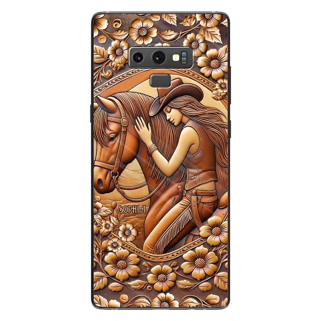 Une fille et son cheval - Coque de téléphone personnalisée à motif cheval