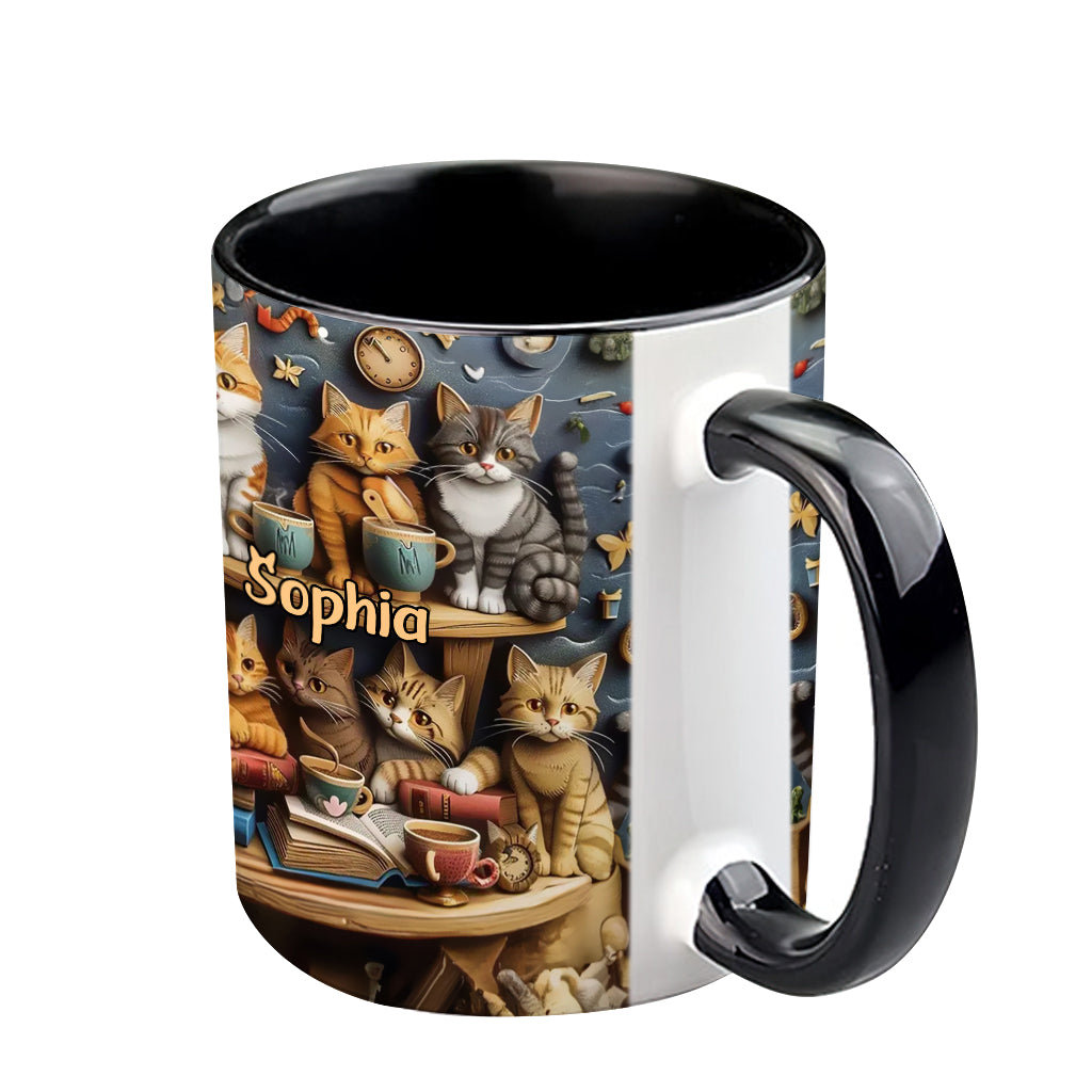 Mug personnalisé style vintage « Just Love Cats » avec motif chat