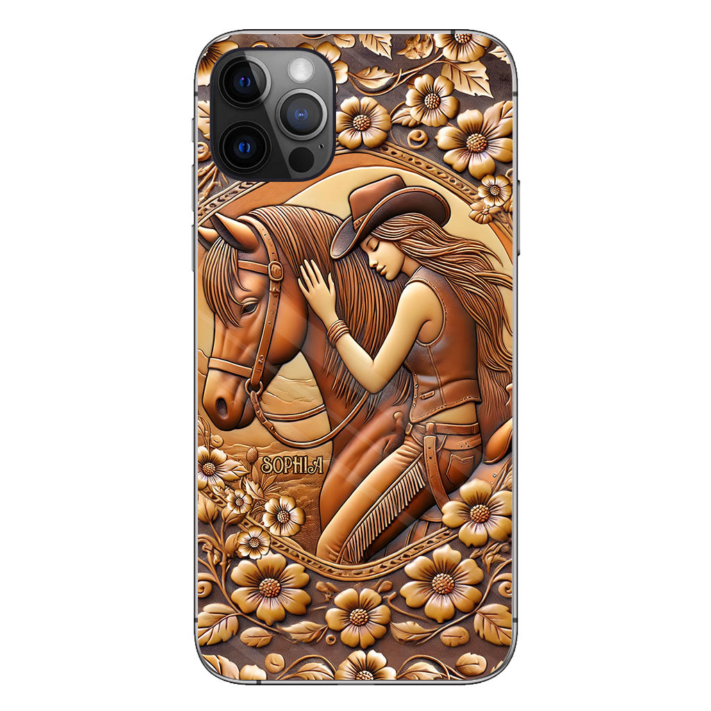 Une fille et son cheval - Coque de téléphone personnalisée à motif cheval