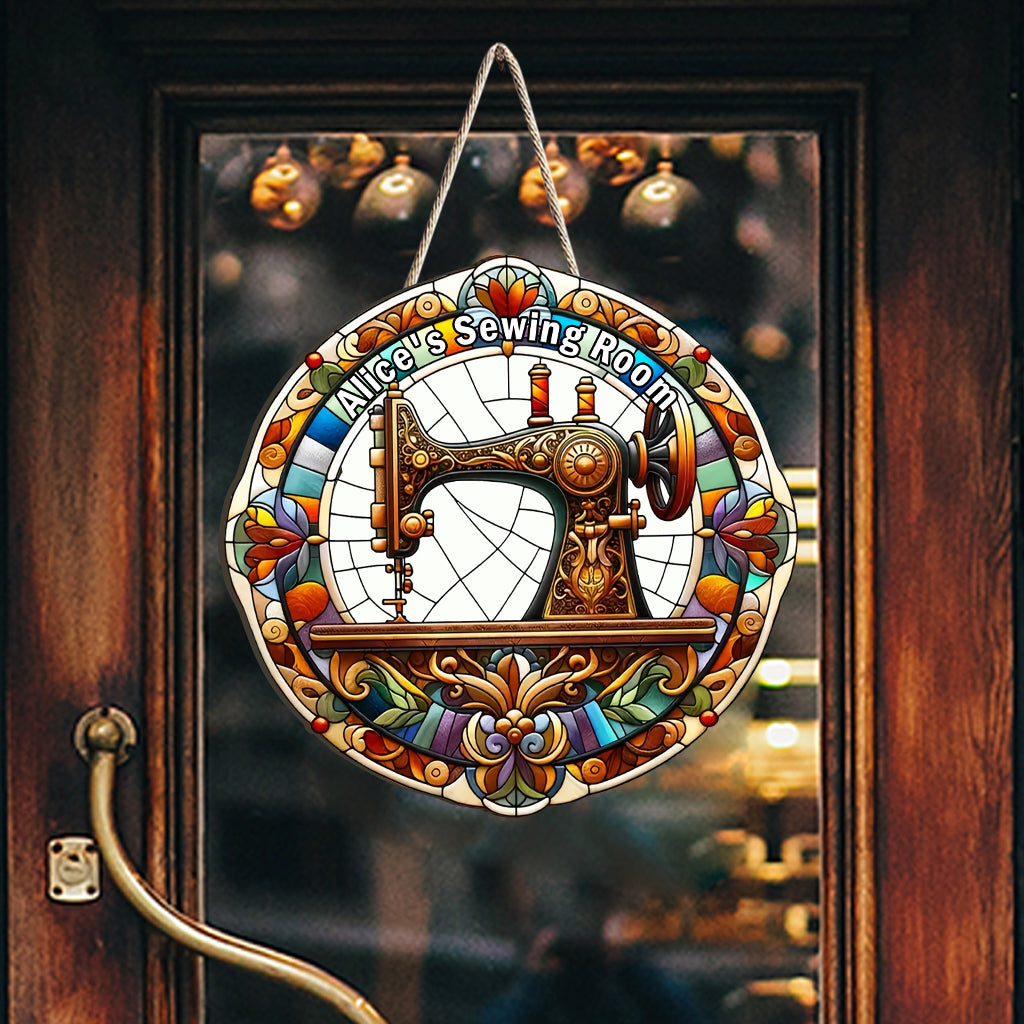 Atelier de couture à votre nom - Panneau en bois personnalisé sur mesure