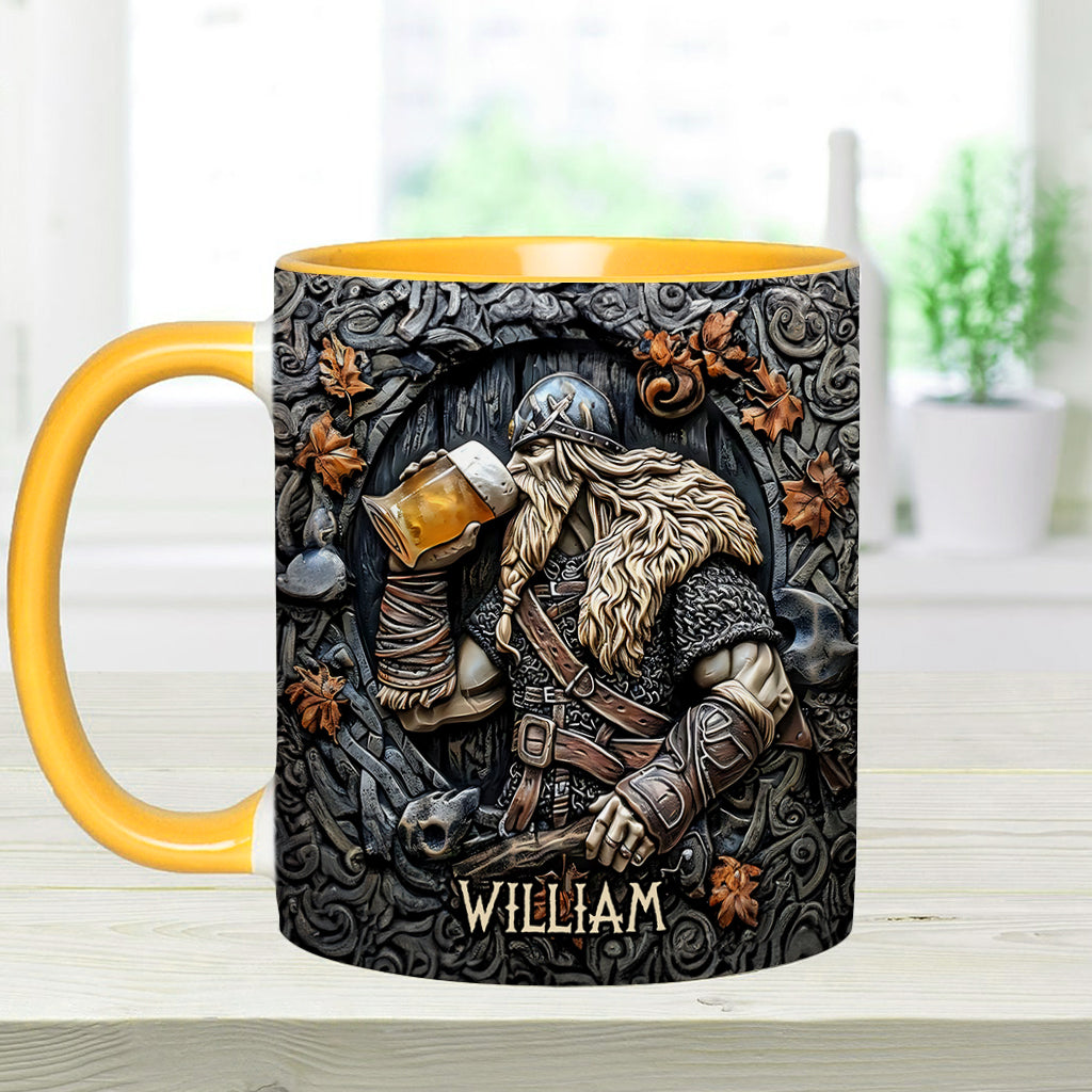 Légende des guerriers vikings buvant du whisky : Levez votre corne ! - Mug personnalisé à accent viking